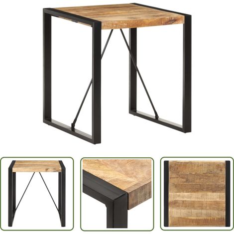 The Living Store Table à manger 70x70x75 cm Bois de manguier massif brut - Table À Manger - Table Industrielle - Table En Bois - Table Design - Table Bistrot (1/5)