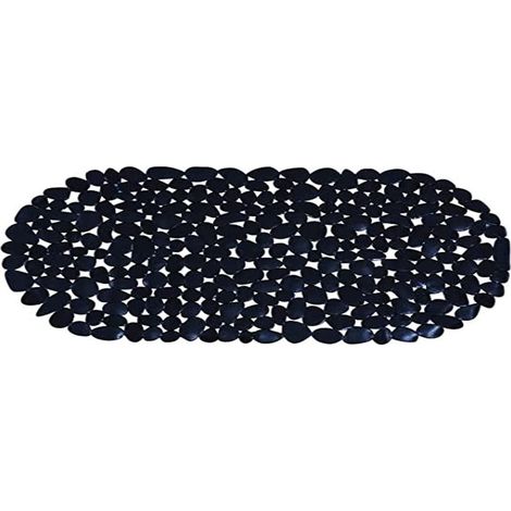 Tapis Fond de Baignoire PVC Galets 100% PVC sans Phtalates 68 x 35 cm Noir Surface Antidérapante pour Sécurité et Confort Facile d'entretien (1/3)