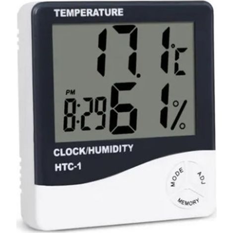 Mini thermomètre-hygromètre numérique avec horloge, indicateur de température et d'humidité ambiantes. (1/5)