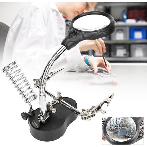 Loupe de soudure LED avec station intégrée pour réparations électroniques (1/5)