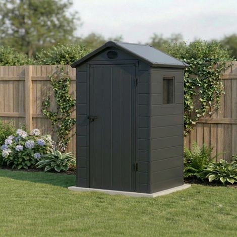 Abri Jardin Résine Anthracite 1,39m2 Kit Fondation Jôbu (1/4)
