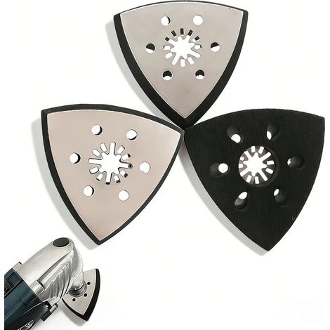 3 Pièces Triangle Plateau Ponceuse, 93mm Plateau Ponçage Outil Multifonction, Ponceuse triangulaire Accessoires, Haute dureté, Résistant à l'usure, Pour bois, plastique dur, métal dérouillage (1/5)