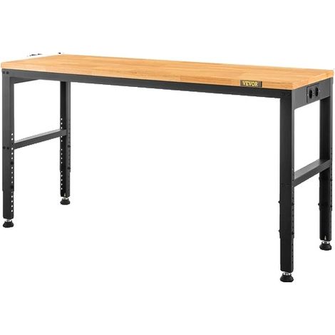 Mesa de trabajo robusta, altura regulable, tablero de roble duradero, capacidad de carga de 900 kg para oficina y hogar, 53 x 18 pulgadas sin ruedas. (1/2)