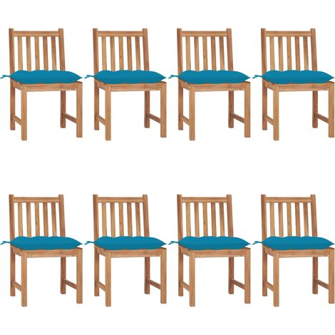 Lot de 8 Chaises de jardin Fauteuils de Jardin avec coussins Bois de teck massif 59612 (1/5)