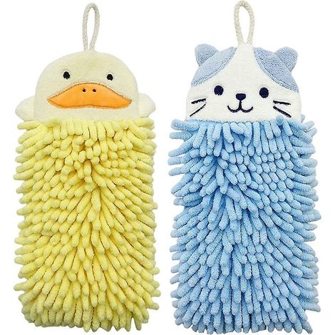 (2 Pices) Animal Mignon Serviette Essuie-mains Suspendue, Serviette Microfibre Douce Et Pelucheuse Serviettes Absorbantes Schage Rapide Avec Bouc (1/5)