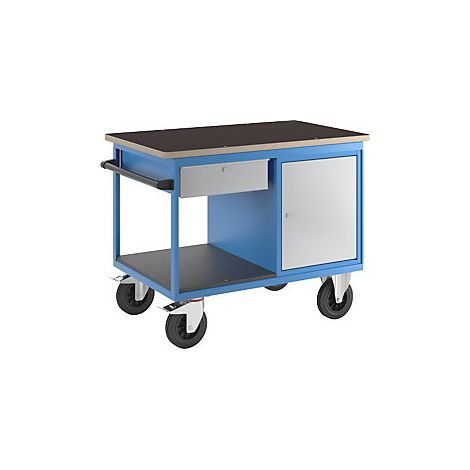 Carro de montaje  1 armario  1 cajón  cuerpo azul luminoso 