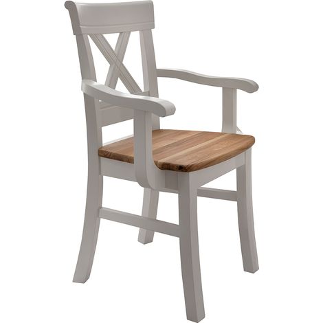 Armlehnstuhl, Kiefer weiß mit Eiche, ESBJERG-69 (1/5)