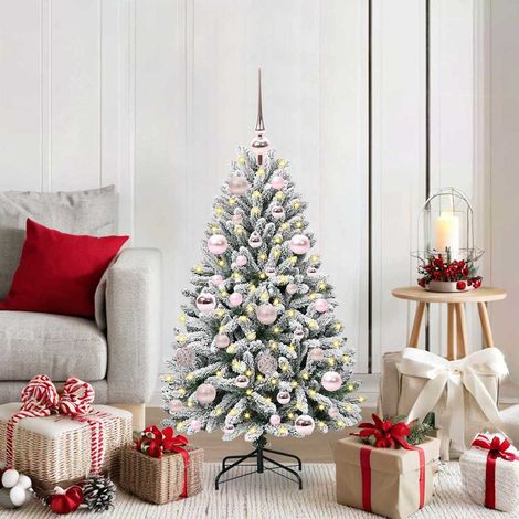 Künstlicher Weihnachtsbaum Grün und Weiß 120 cm PVC und Metall