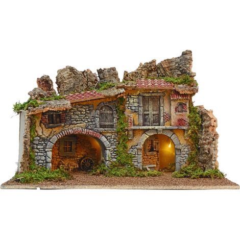 Paesaggio con Luci a Batteria 57x24x3 cm Multicolore Peraga Christmas