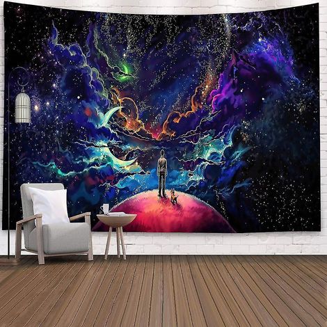 Tapisserie murale, couvre-lit, tapisserie à motif nébuleuse d'étoiles (1/2)