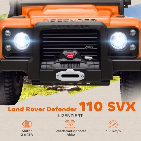 Voiture électrique enfant 12V avec télécommande, musique, klaxon, lumières LED orange