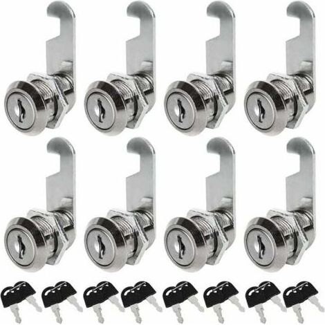 Lot de 8 Serrures Boîte aux Lettres Universelle, 30mm Serrure Armoire Metallique, Barillet Boite aux Lettres en Alliage de Zinc avec 16 Clés pour Tiroir, Armoire, Placard, Boîte aux Lettres (1/4)