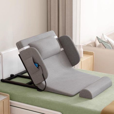 Dosier électrique de levage pour lit - Dosier de lit réglable de 2 à 80 ° avec télécommande, aide à l'élévation du repos-lit pour les patients âgés, handicapés / sans accoudoirs, gris