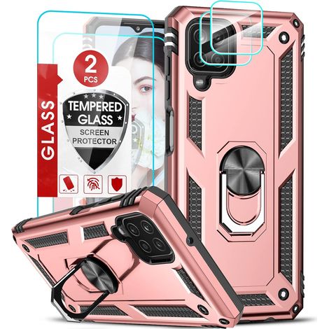 FUNDA ROSA PARA SAMSUNG GALAXY A12 2X CRISTAL TEMPLADO Y PROTECCIÓN DE CÁMARA (1/5)