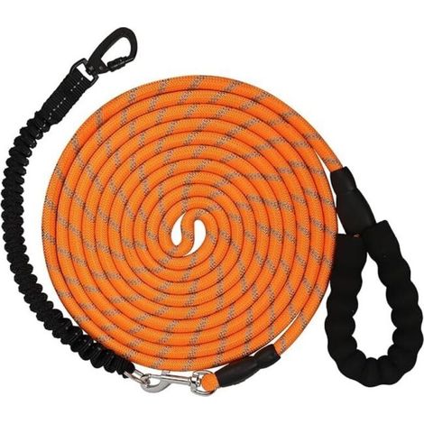 Laisse pour chien de 10 mètres. Laisse robuste et durable avec mousqueton pivotant verrouillable et éléments réfléchissants. Laisse élastique. Poignée rembourrée confortable. (1/5)