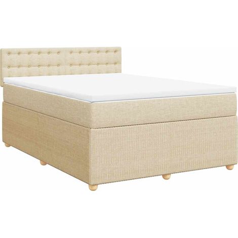 Maison Exclusive - Giroletto a Molle con Materasso Crema 140x19 cm in Tessuto
