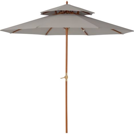 2.7m Elegant Wooden Frame Parasol Umbrella - Grey