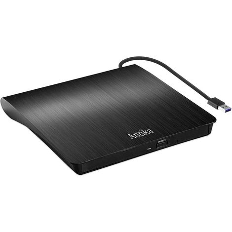 Antika Lecteur CD DVD Externe, USB 3.0 Portable Graveur et Lecteur de CD-RW/DVD-RW Portable Compatible avec Ordinateurs Windows XP/7/8/10 Mac, MacBook Air/Pro (Black3.0)