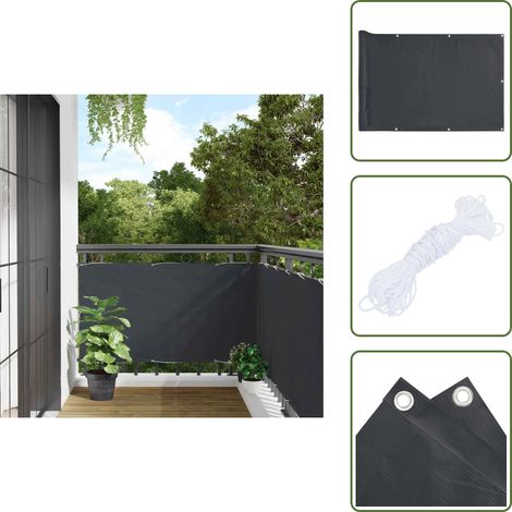 Recinzione da balcone - vidaXL Paravento da Balcone Antracite 600x75 cm in PVC - Schermo in PVC