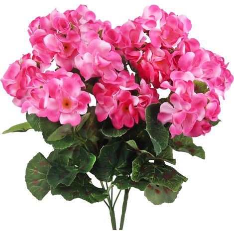Lot de 2 géraniums, fleurs en soie, aspect réaliste, décoration jardin, intérieur et extérieur (1/5)