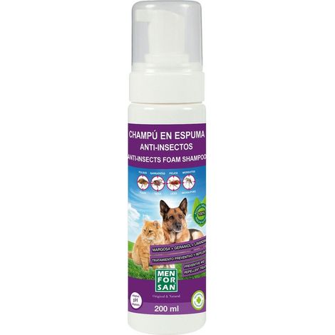 Shampoo per animali domestici Menforsan Schiuma Repellente per insetti 200 ml