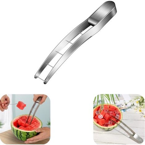 Trancheuse à pastèque Outil de découpe pour melon miel Trancheuse à melon Trancheuse à fruits (argenté, 24 x 3 cm) (1/5)