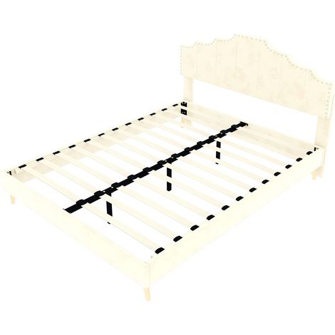 Letto imbottito beige 160 x 200 cm HOMVRA (1/5)