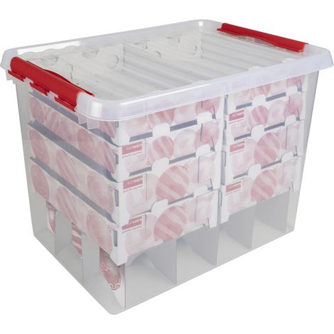 Sunware Weihnachtsbox Q-line 72L mit Einsatz für 128 Kugeln transparent 60x40x42cm (1/3)