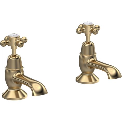 Hudson Reed Topaz Dome Bath Taps Pair - Brushed Brass