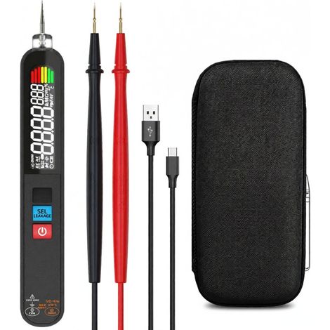 Multimetro portatile 2 in 1 e penna per test elettrici, 6000 conteggi, schermo LCD digitale a colori con funzioni professionali: tensione, corrente,