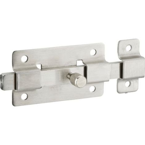 Targette Pêne plat 75 x 42 mm avec corps, bouton et gâche - Inox - 013914 (1/3)
