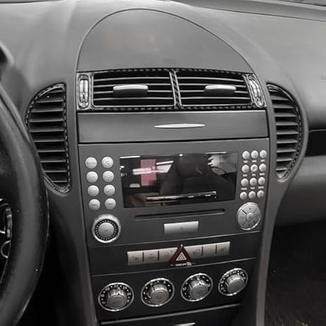 KUNGKIC Pour Mercedes-Benz SLK R171 2004 2005 2006 2007 2008 2009 2010 Cadre de sortie d'air en fibre de carbone pour console centrale décorative intérieure, autocollant, accessoire cadeau (Noir) (1/4)