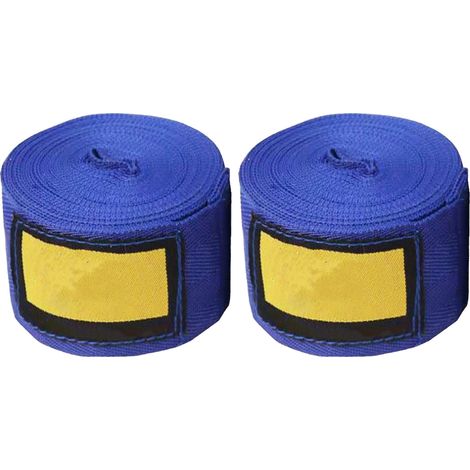 Bandages de boxe bleus 16,5 pi longueur 2,0 po largeur, absorbent la sueur, wraps à boucle et crochet pour sports Sanda (1/5)