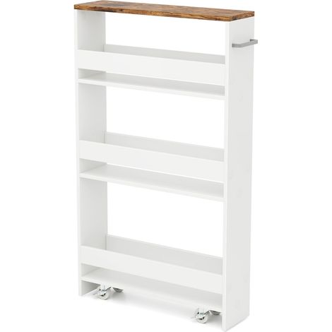 Carrello portaoggetti da cucina con maniglia e ruote Scaffale mobile salvaspazio con scaffali stretti (1/4)