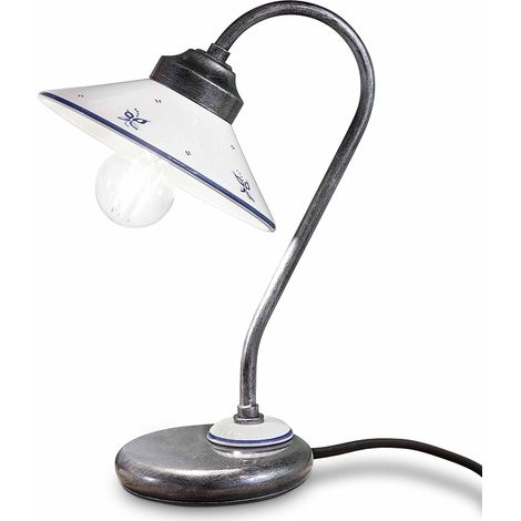 Lumetto Classico Asti Metallo E Ceramica Nero Sfumato Argento 1 Luce E27 (1/5)