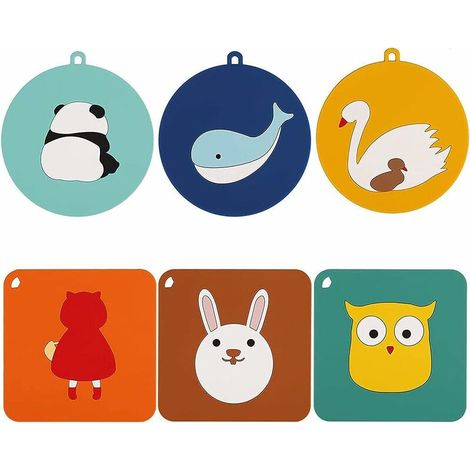 6 Pièces Dessous de Verre en Silicone, Coaster Rond Antidérapant, Tapis de Dessous de Plat en Silicone, Tapis Vaisselle Résistant Chaleur Silicone Créatif Multi-Usage, pour Tapis de Table (6 Styles), (1/5)