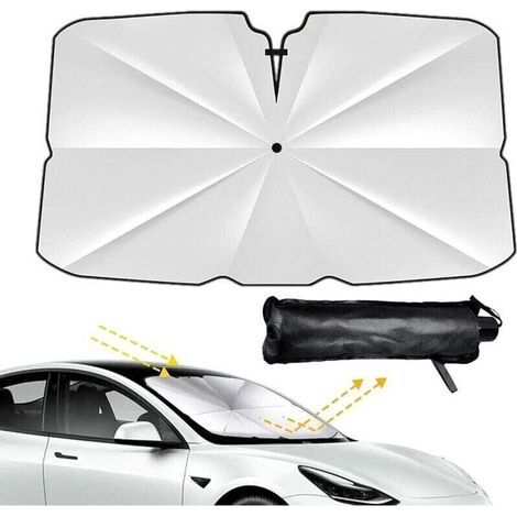 Parapluie Pare Soleil Pare Brise Avant de Voiture, Pare-Brise de Voiture Pliable, Protection UV et Isolation Thermique, Rangement Facile pour la Plupart des Voitures et SUV (1/4)