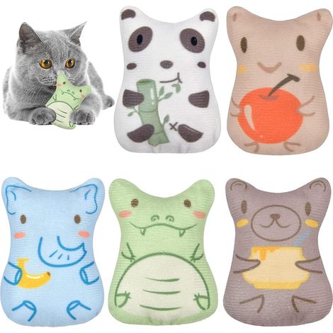 Lot de 5 peluches à l'herbe à chat, jouet interactif pour chat, coussin pour chat, jouet à mâcher pour chat, peluche à l'herbe à chat, jouets à l'herbe à chat pour chaton (1/5)
