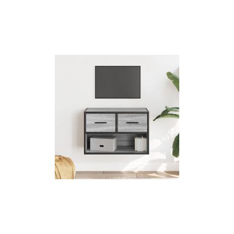 Meuble TV sonoma gris 60x31x39,5 bois d'ingénierie et métal (1/5)