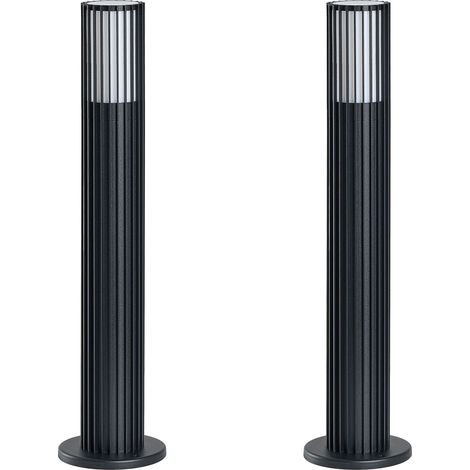 Set of 2 Bollard Lights Black Aluminum 50 cm Path Lamps Outdoor Garden Lighting Modern Design ERNAN (1/5)