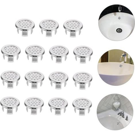 Couvercle Trop-Plein - Rond - Chrome - Diamètre 30 mm - Hauteur 15 mm - Pour Évier Salle De Bain Cuisine - 1 Pièce (1/5)