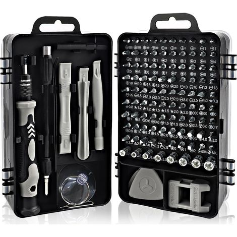 Kit de destornilladores de precisión 115 en 1 para reparación de relojes, apto para ordenadores, teléfonos, portátiles, PS5, Xbox, juguetes y gafas. Incluye destornillador de precisión y mini destorn