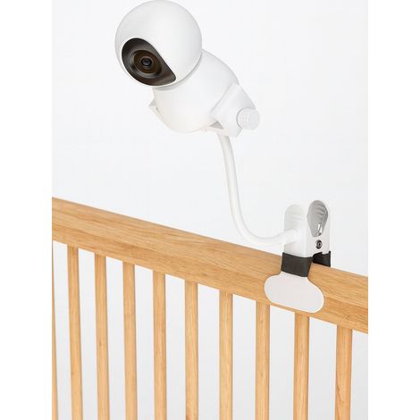 Support universel pour babyphone – Pince robuste et bras flexible – Support de caméra bébé rotatif à 360° – Blanc