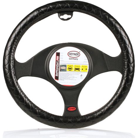 HEYNER® Lenkradhülle Auto 37–39 cm – rutschfest Hexagon-Wabenstruktur, weich, griffig, schwarz, geruchsneutral (1/2)