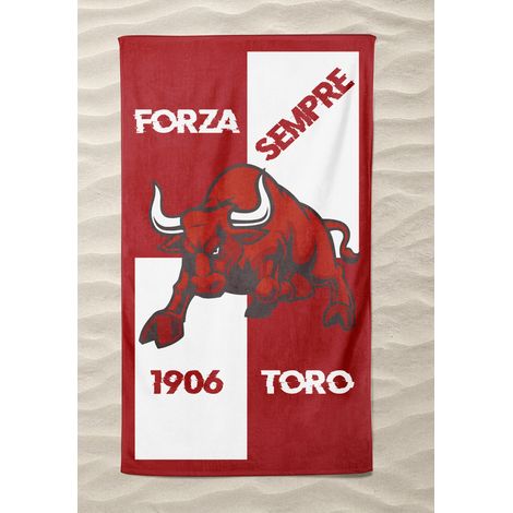 TELO MARE SPORT FORZA TORO misura grande cm. 90 X 170 e cartolina TORINO È STATA e resterà GRANATA (1/5)