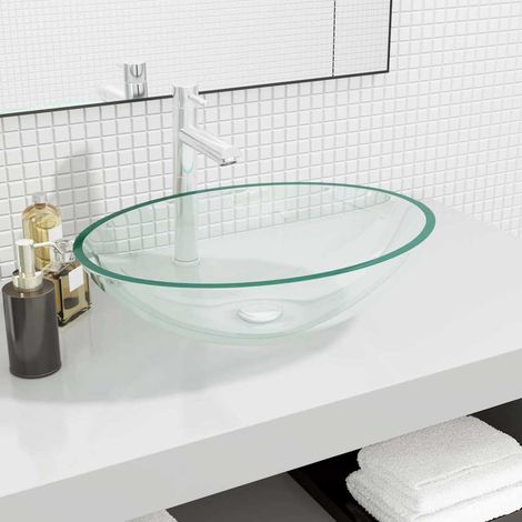 Lavabo de bain-Vasque Verre 50x37x14 cm Transparent 201193 (1/5)
