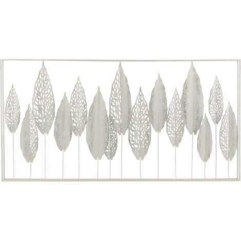 Décoration Murale en Métal "Feuilles" 135cm Blanc