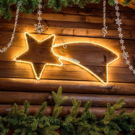 Stella cometa con tubo a led bifacciale effetto Neon per esterno -Luce Fredda / 65 cm (1/4)