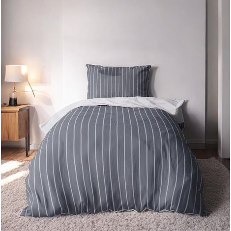 Parure de lit en flanelle 155 x 220 cm 2 pièces - Housse de couette 155 x 220 cm + 1 taie d'oreiller 80 x 80 cm (1/5)
