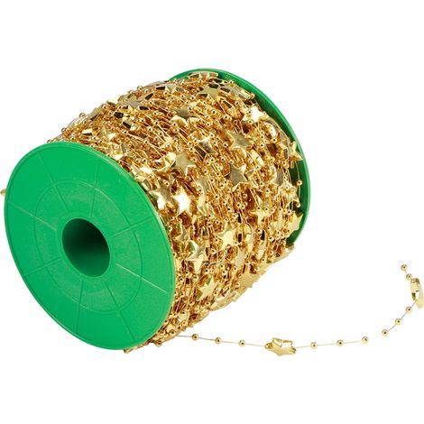 Guirlande de perles en forme d'étoile à faire soi-même, idéale pour décorer un sapin de Noël, un bouquet de mariée ou une fête (étoile dorée à cinq branches). (1/5)
